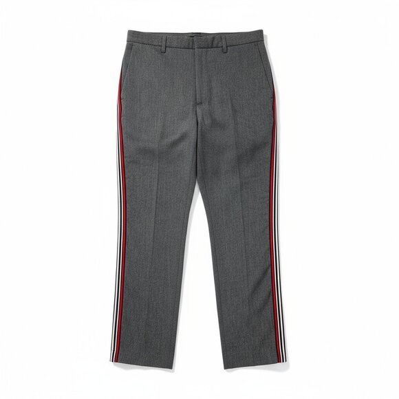 ZARA BASIC Gray straight leg pant w Striped Side Slim Leg Pants Trousers L - Picture 3 of 15